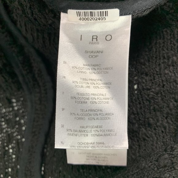 **SOLD**Iro Jacket Womens 40 US 8 Black Open Front Boucle Shavani Fringe Short - Picture 15 of 15